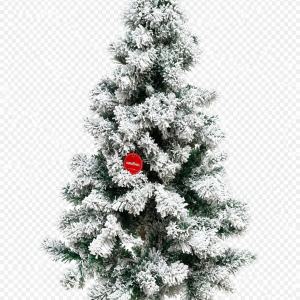Árvore de Natal Nevada com Etiqueta Vermelha