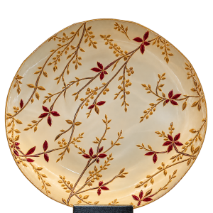 Ornate Ivory Floral Plate on Stand