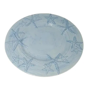 PRATO EM MELAMINA BORDA ESTRELA AZUL 28 CM